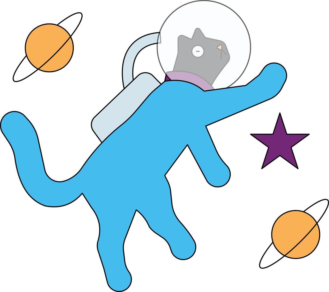 The cat is having fun in space. vector