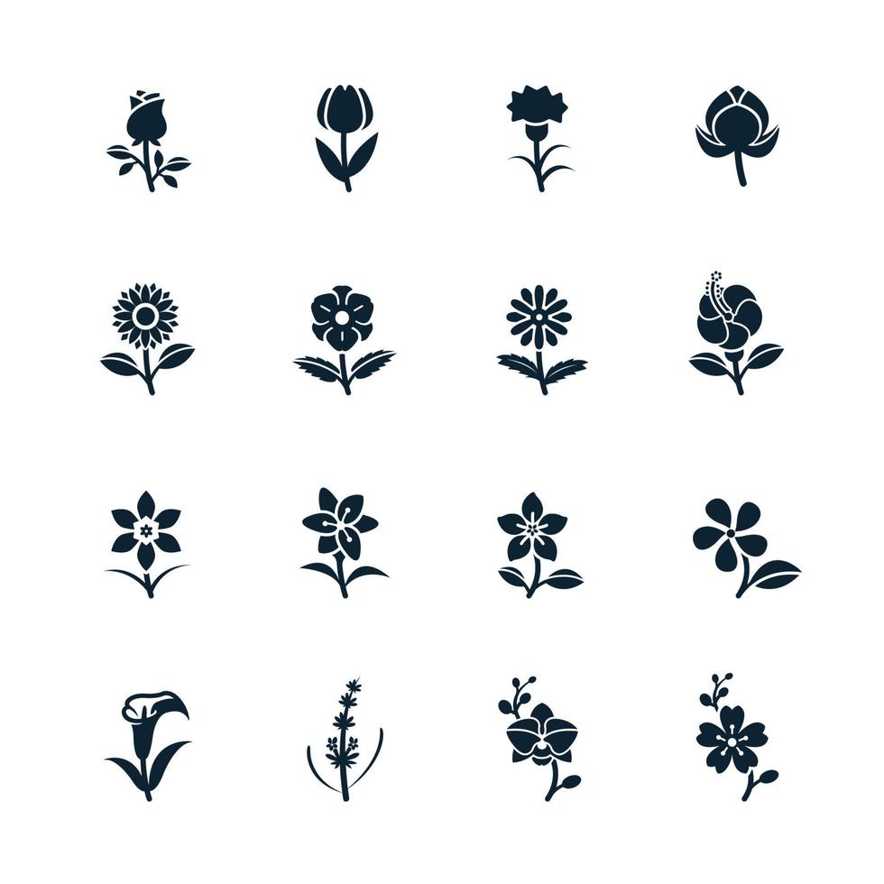 iconos de flores para el patrón vector