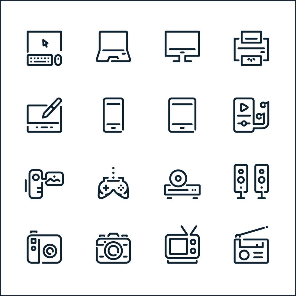 iconos de dispositivos electrónicos con fondo blanco vector