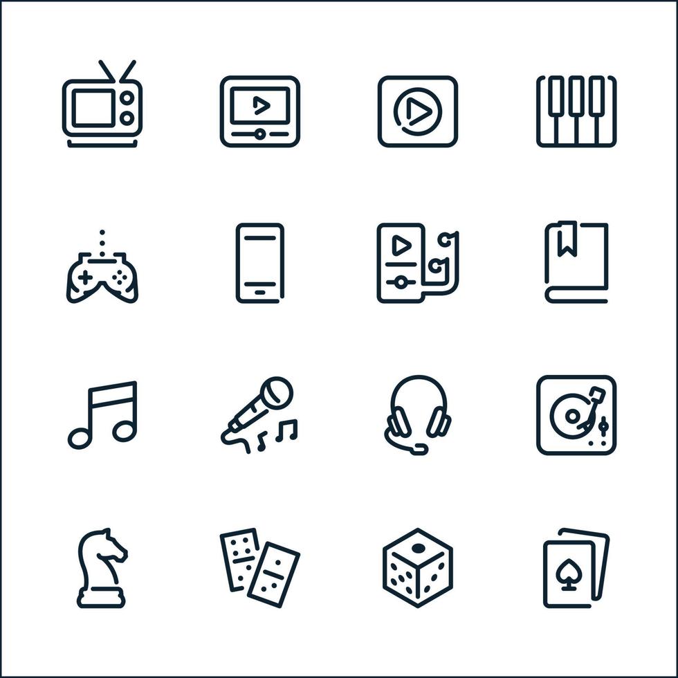 iconos de entretenimiento con fondo blanco vector