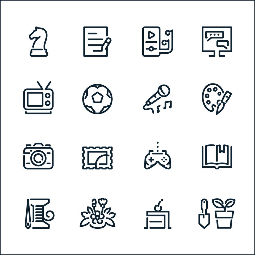 Hobbies icons with White Background vector