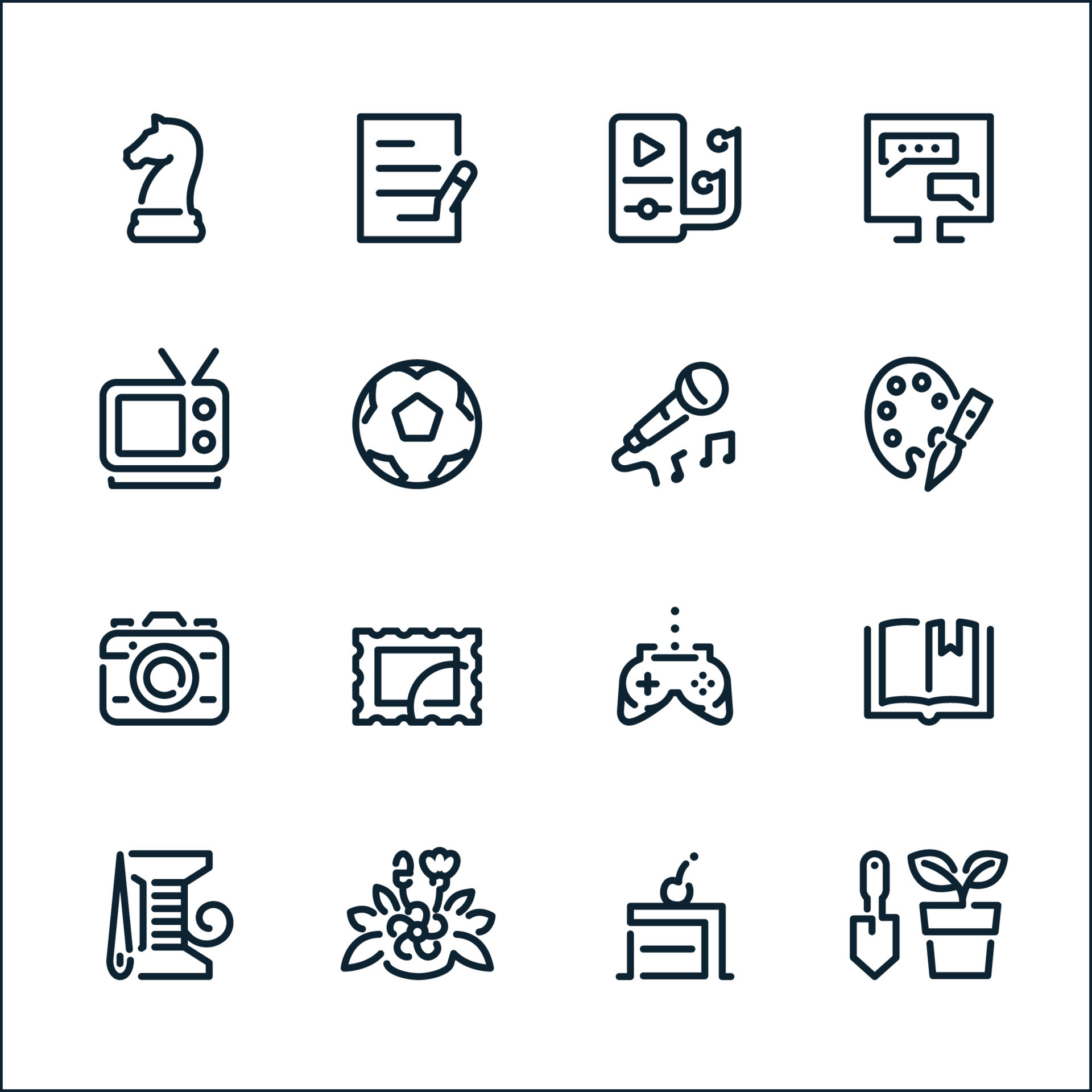 Hobbies icons with White Background 7772827 Vector Art at Vecteezy