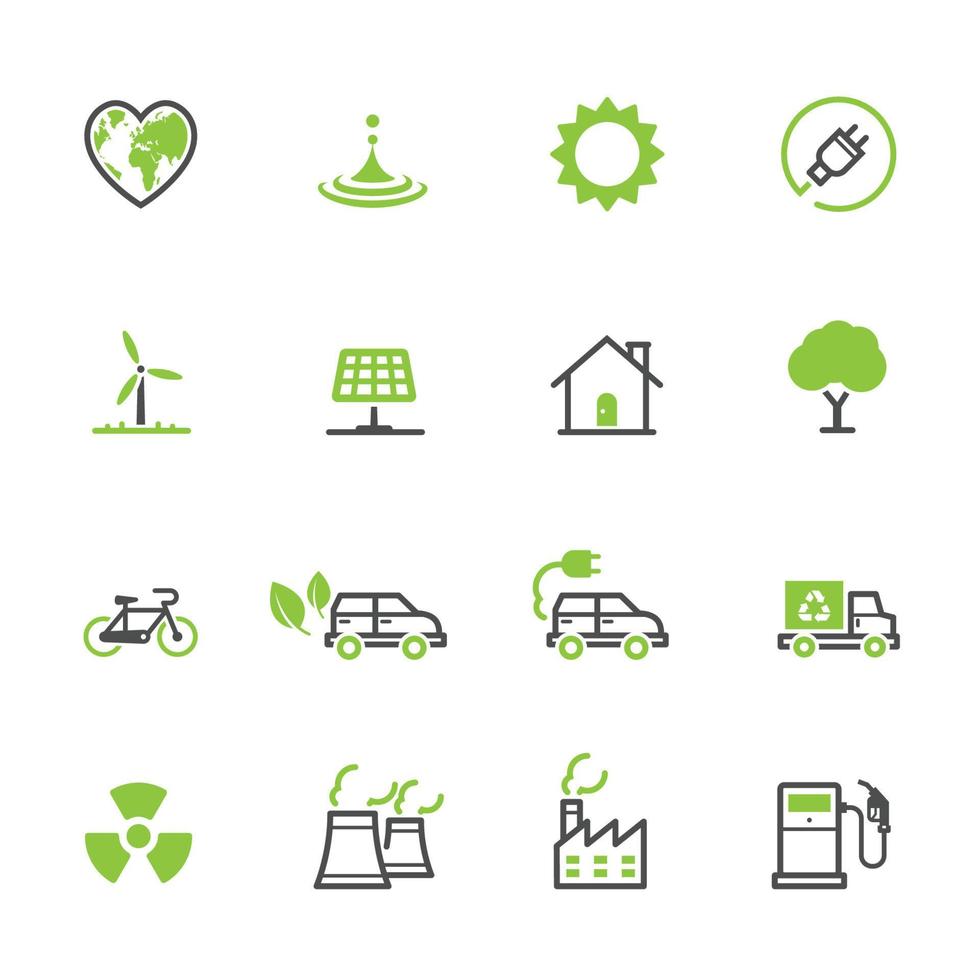 iconos de ecología con fondo blanco vector