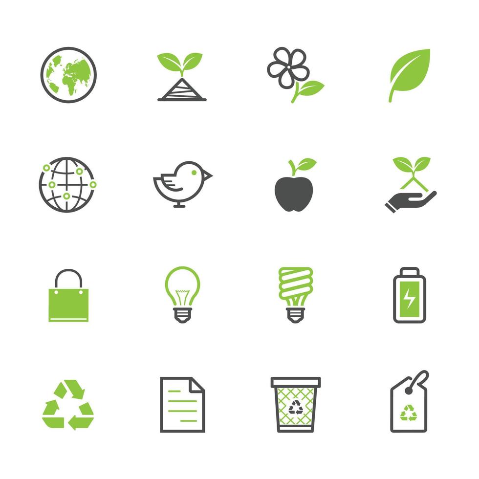 iconos de ecología con fondo blanco vector