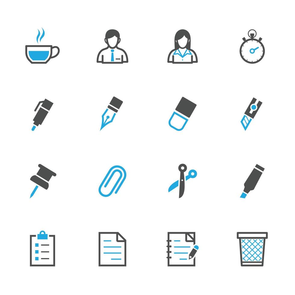 Business and Office Icons with White Background vector