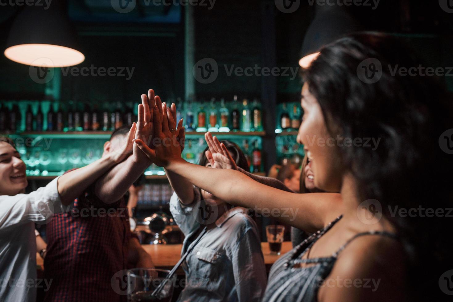 Greetings to you. Beautiful youth have party together with alcohol in the nightclub photo