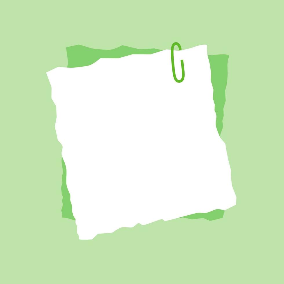 Decorative note paper for taking notes in light green color. vector
