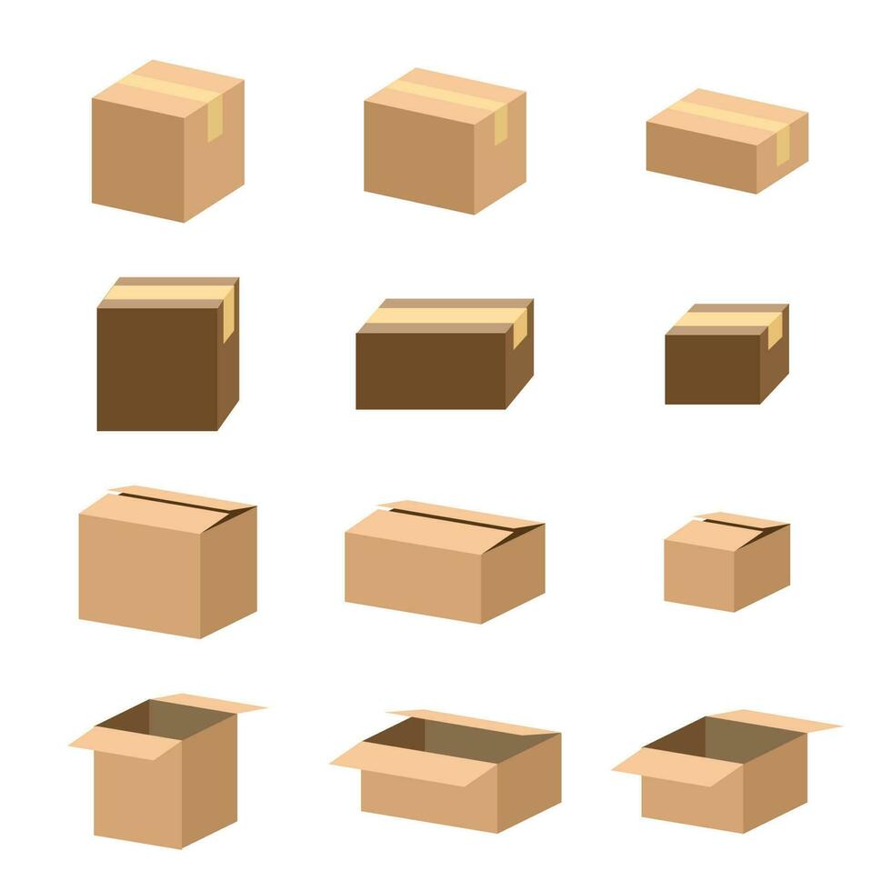 brown paper box bundle vector