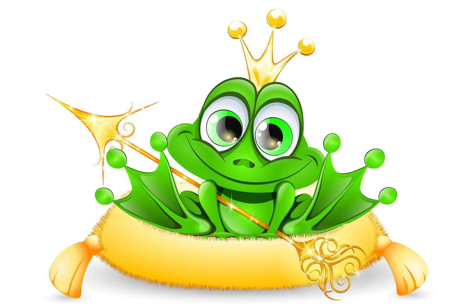 Frog cartoon princess with gold crown and arrow vector