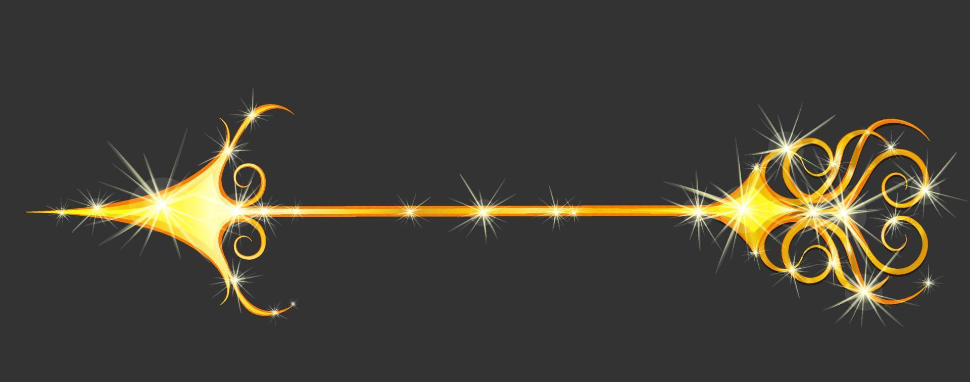 Cartoon gold shiny cupid arrow. Isolated vector