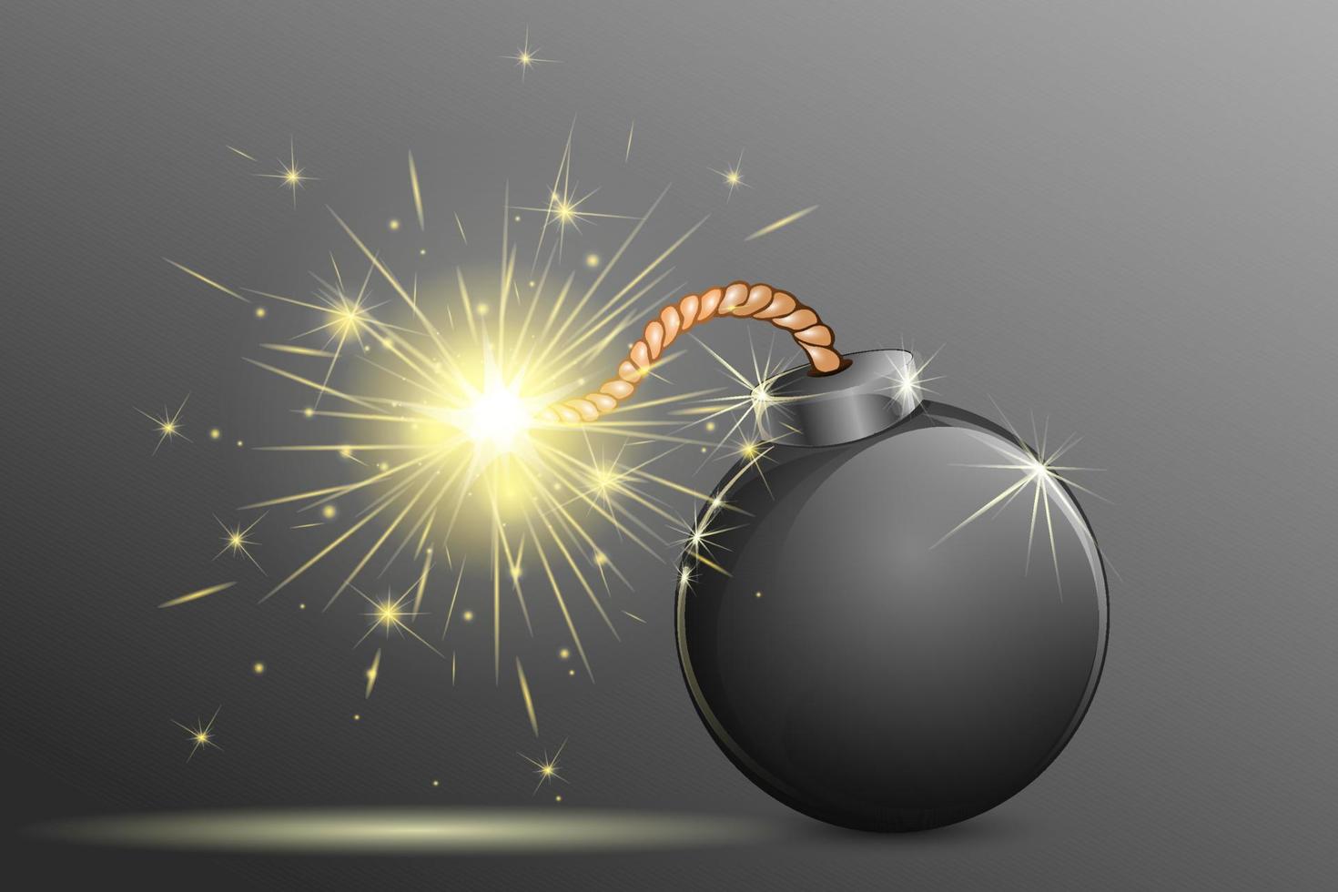 Cartoon black bomb ready to explode. vector