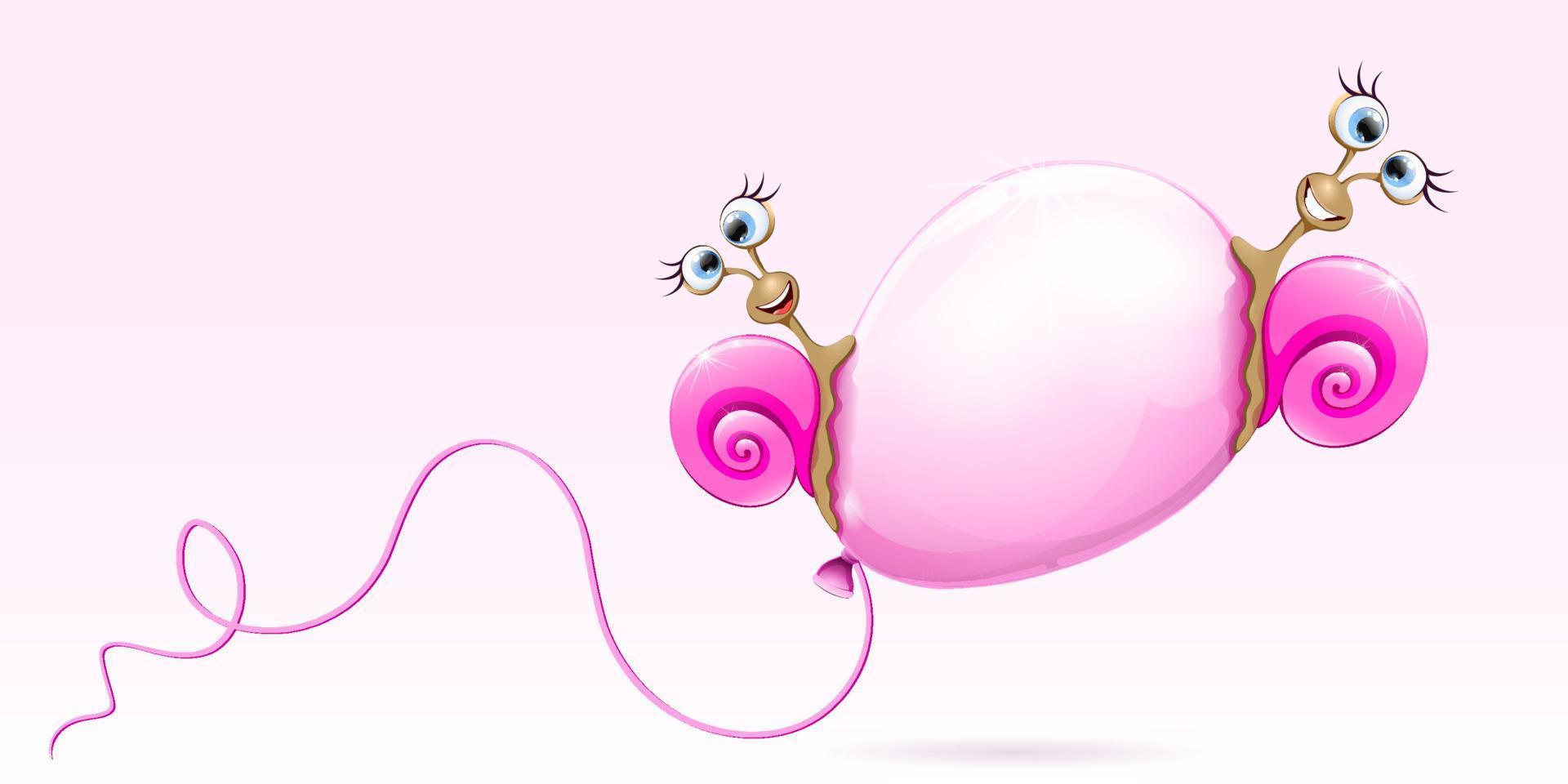 Two  pink snails on the balloon vector