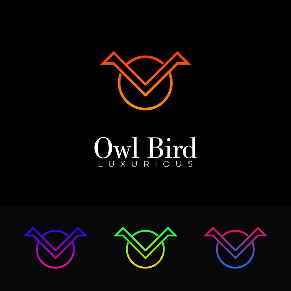 Owl Bird Logo, letter V and O logo, owl logo in simple line style, luxury owl logo, brand identity bird symbol vector