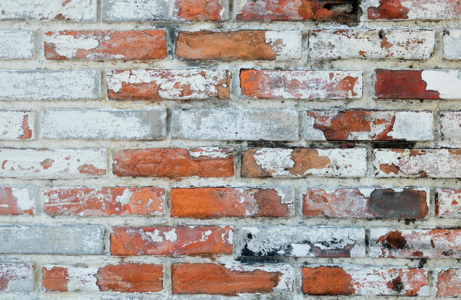 Empty old brick wall texture background with copy space. Peeling plaster texture. Vintage brick wall background. Abstract for web banner. photo