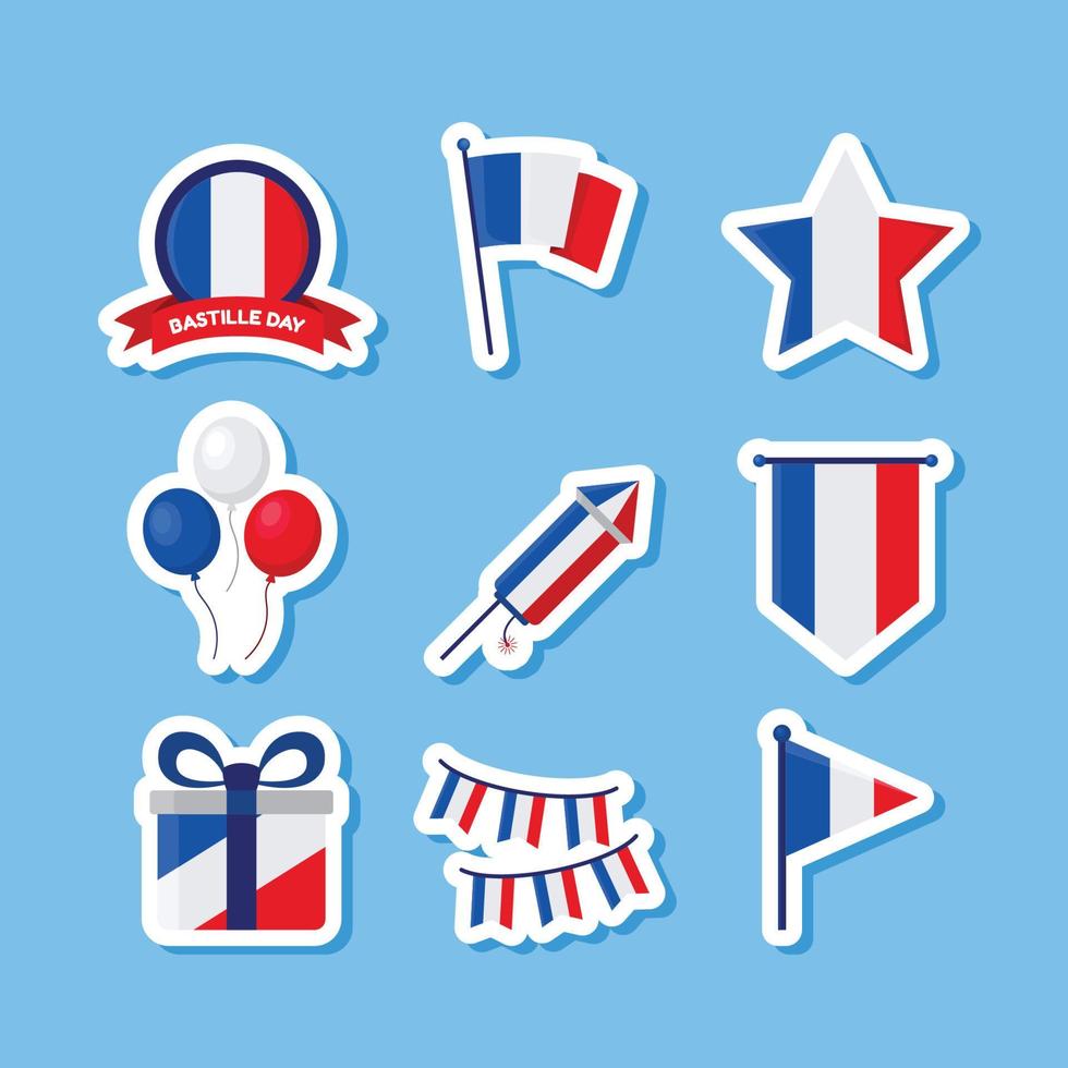 Set of Bastille Day Festivity Icons vector