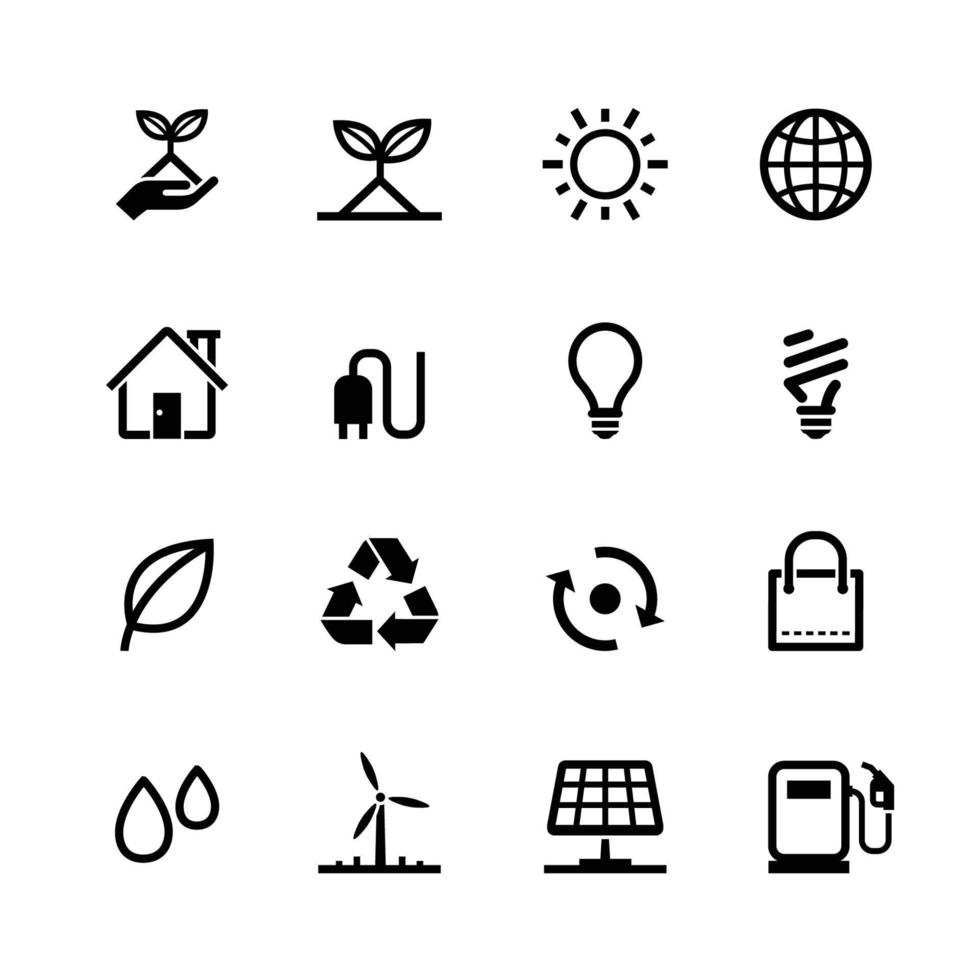 iconos de ecología con fondo blanco vector