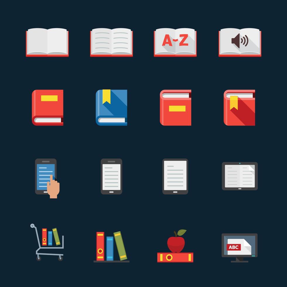 Book and Education Icons with Black Background vector