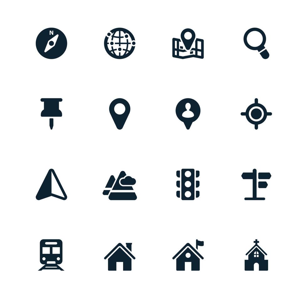 iconos de mapa y ubicación vector