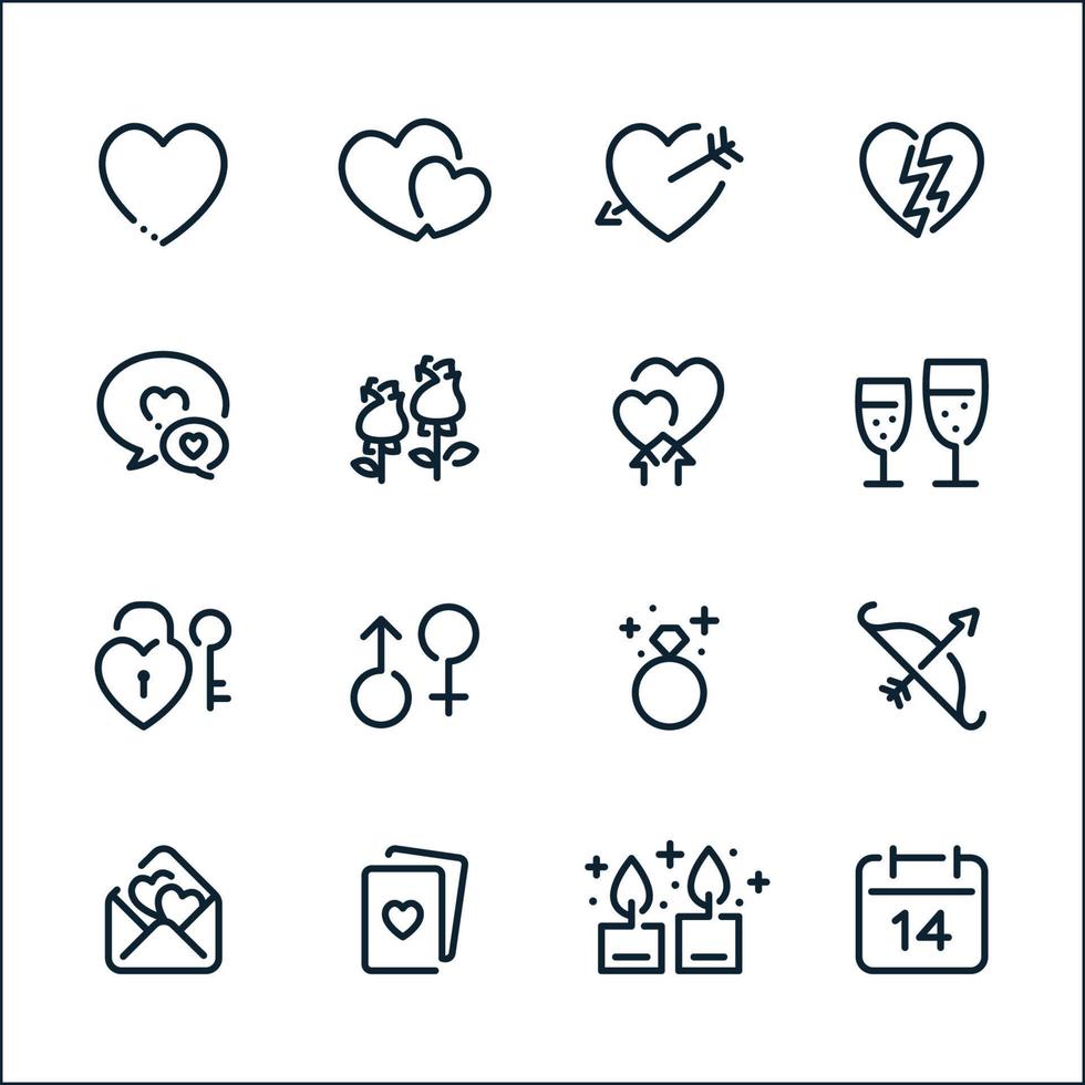 Valentine's Day icons with White Background vector