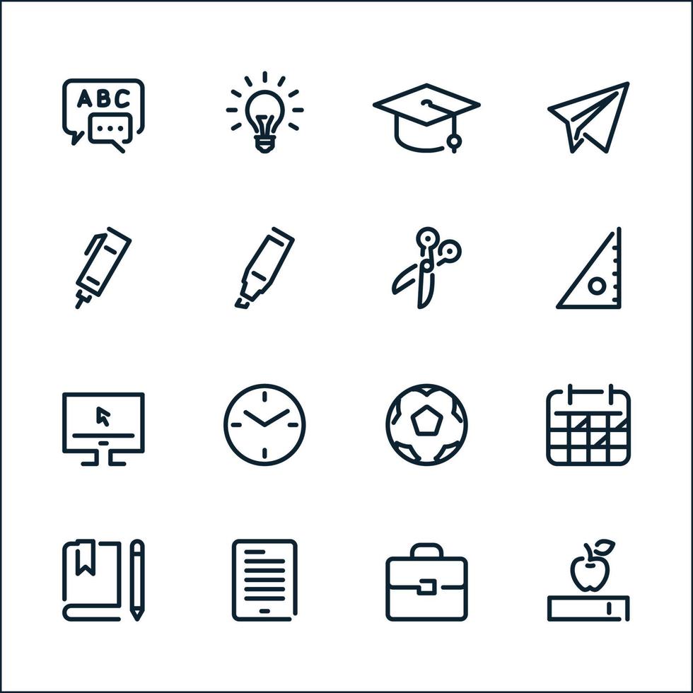 iconos de educación con fondo blanco vector