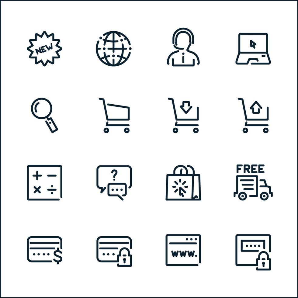 E-Commerce and Online Shopping icons with White Background vector