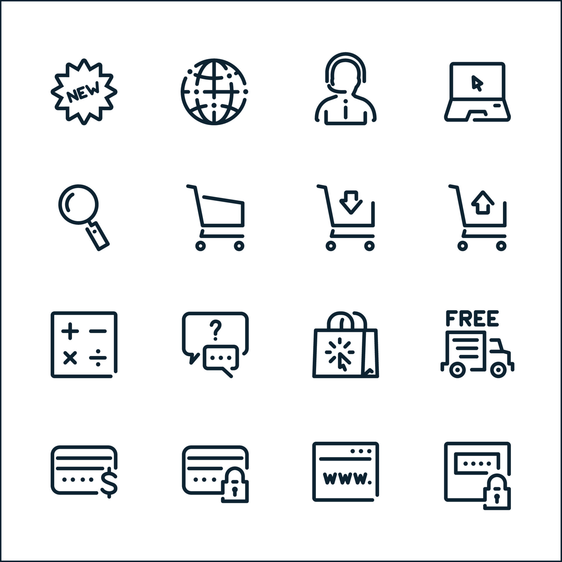 E-Commerce and Online Shopping icons with White Background 7773959 Vector  Art at Vecteezy