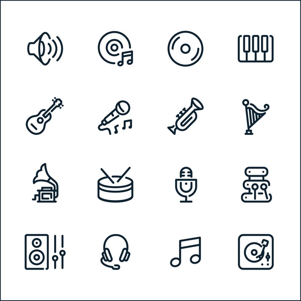 iconos de la música con fondo blanco vector