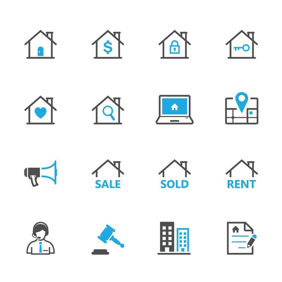 iconos inmobiliarios con fondo blanco vector