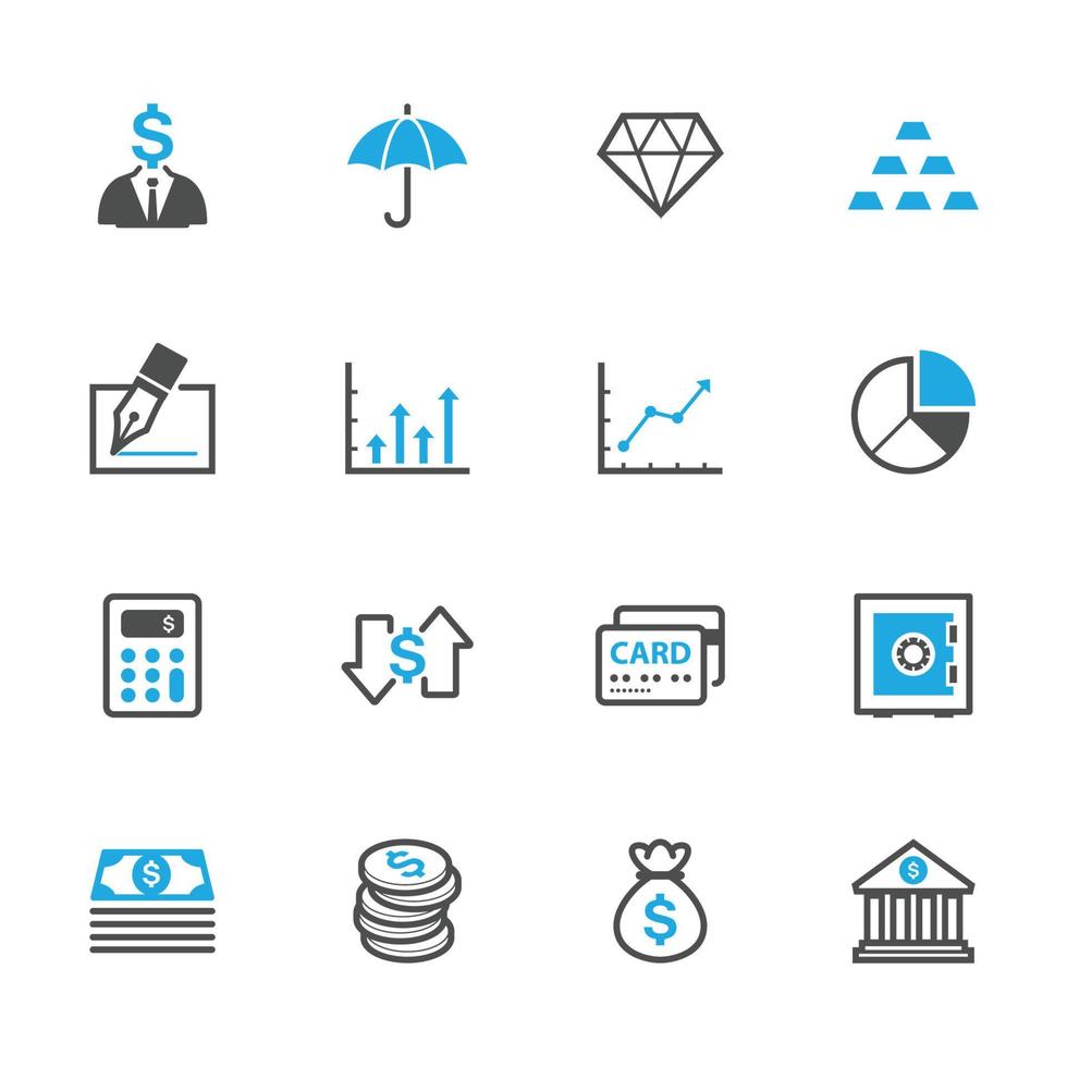 Business and Finance Icons with White Background vector