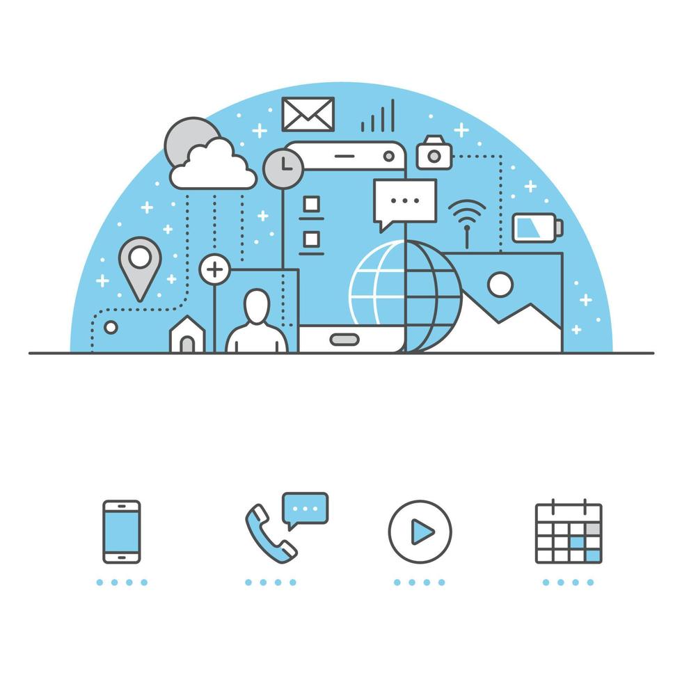 Mobile Phone Banner and icons with White Background vector
