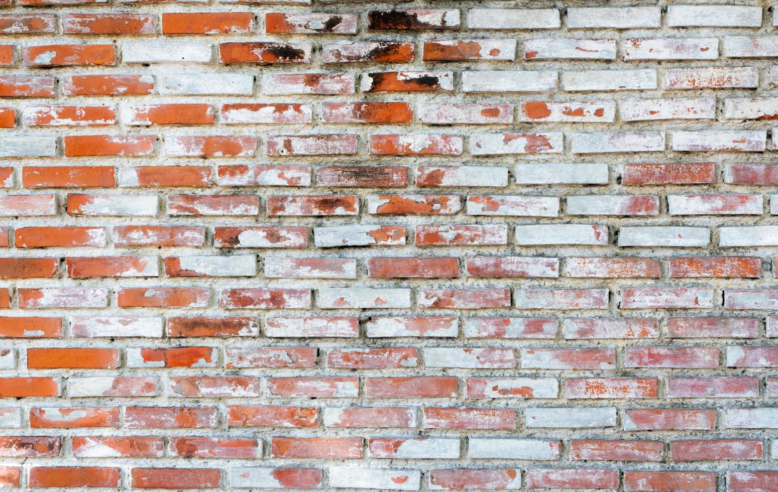 Empty old brick wall texture background with copy space. Peeling plaster texture. Vintage brick wall background. Abstract for web banner. photo