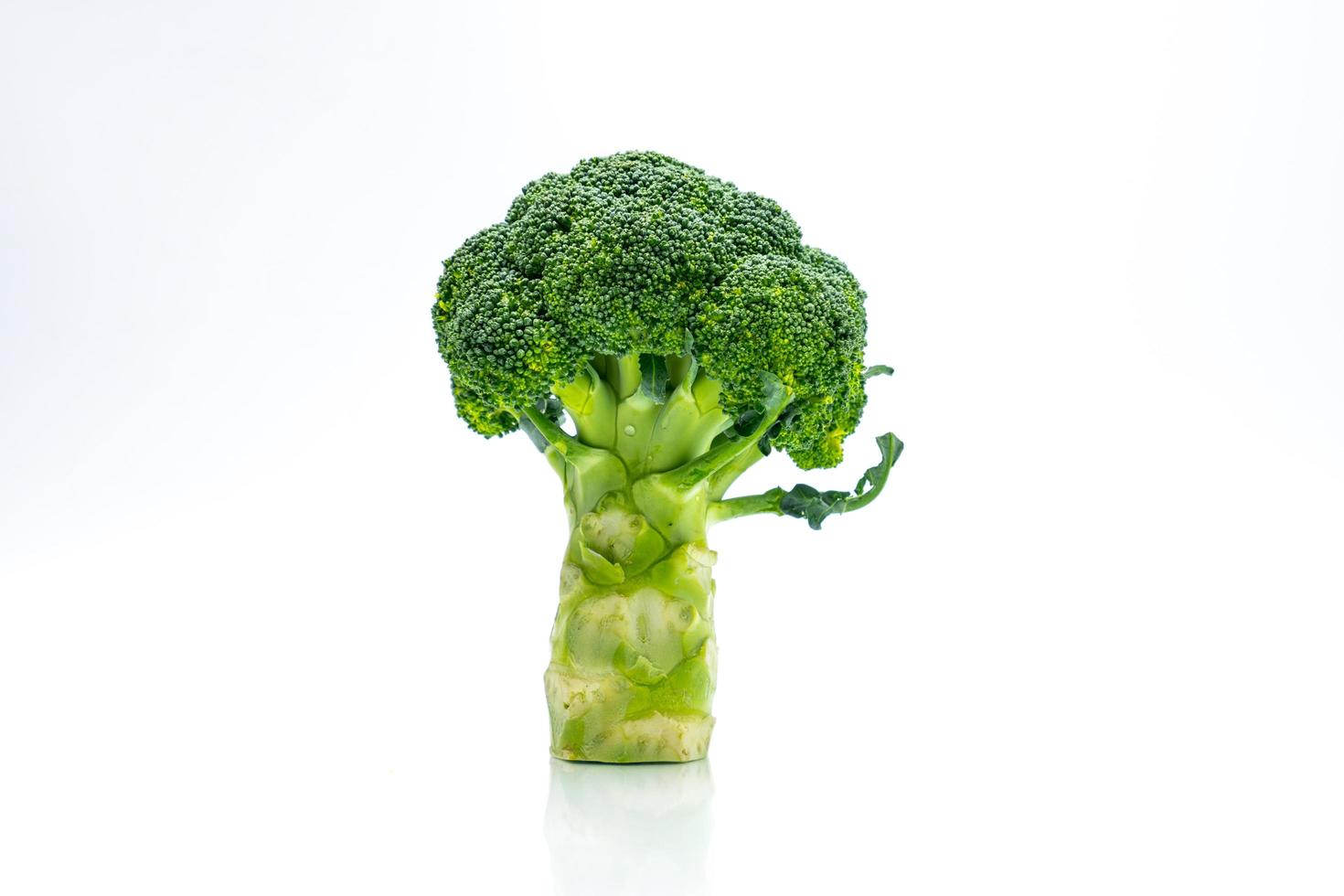 Green broccoli Brassica oleracea. Vegetables natural source of betacarotene, vitamin c, vitamin k, fiber food, folate. Fresh broccoli cabbage isolated on white background with copy space. photo