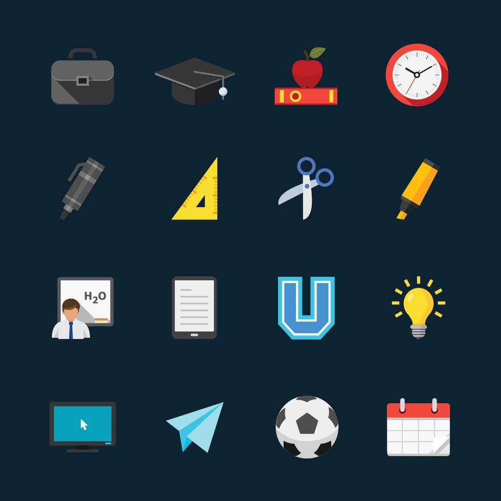 Education and learn Icons with Black Background vector