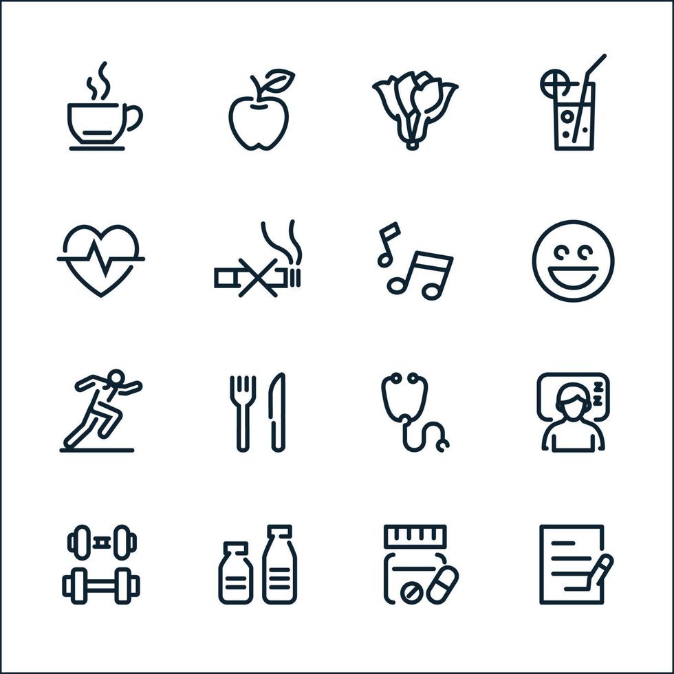 Health and Wellness icons with White Background vector