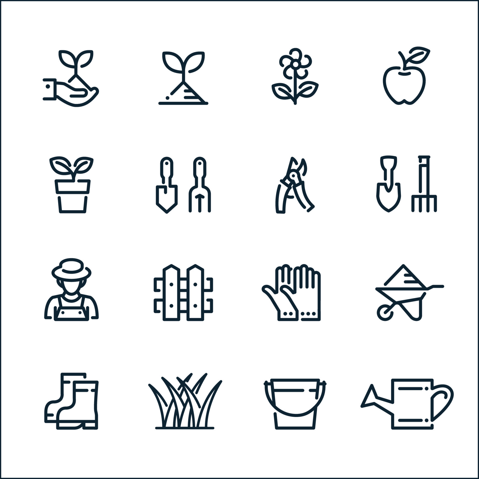 Gardening icons with White Background 7774547 Vector Art at Vecteezy