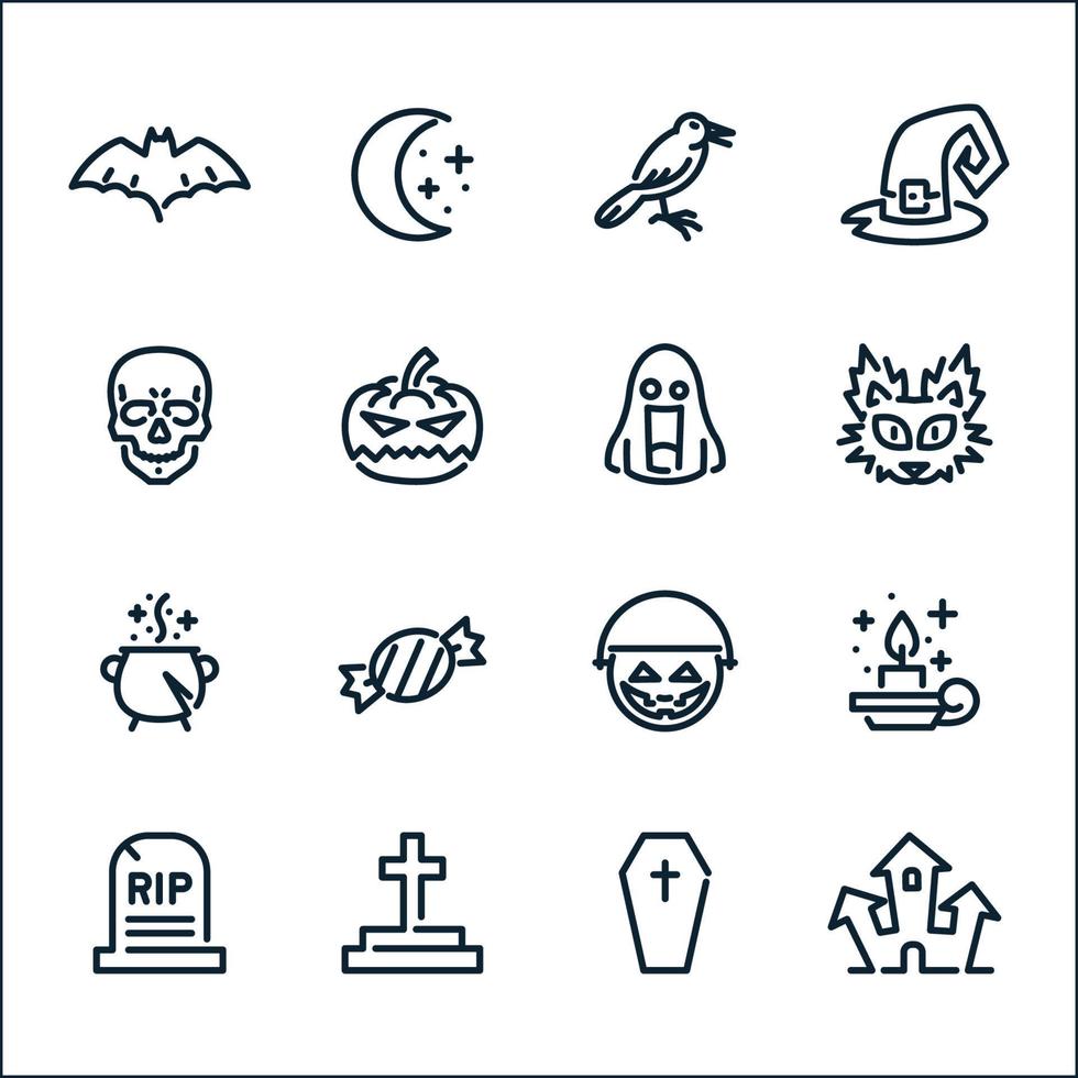 iconos de halloween con fondo blanco vector