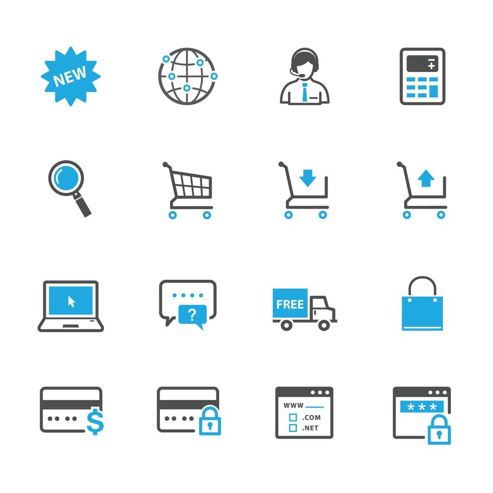 iconos de comercio electrónico y compras en línea con fondo blanco vector