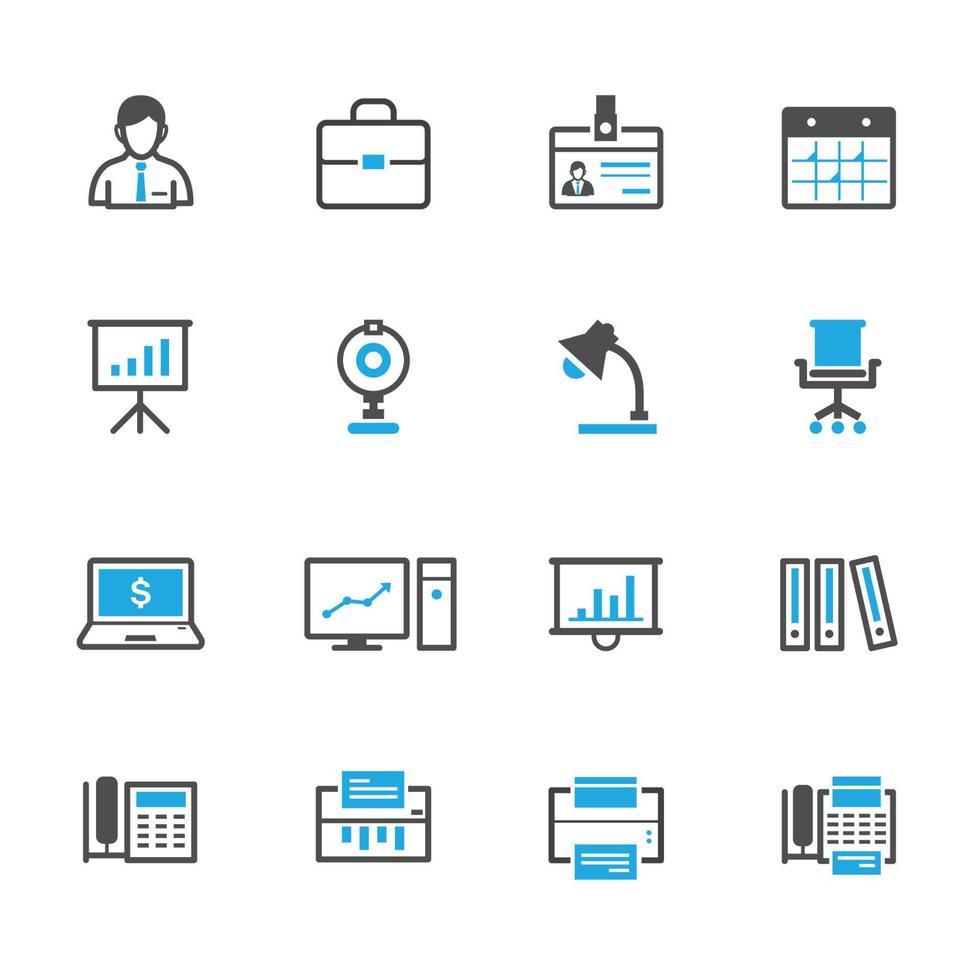 iconos de negocios y oficinas con fondo blanco vector