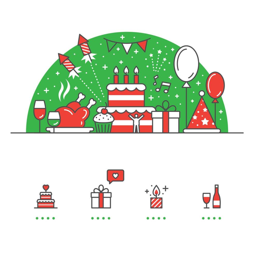 Celebration, Party banner and icons with White Background vector