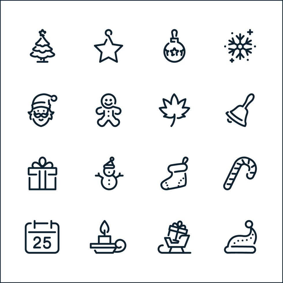 iconos de navidad con fondo blanco vector