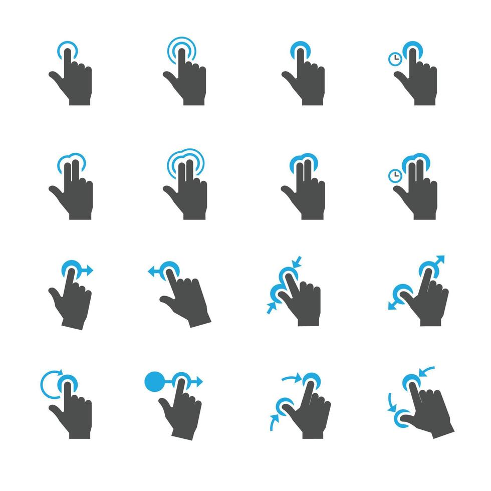 Touch Gestures Icons with White Background vector