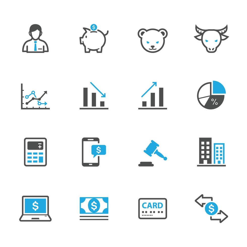 iconos de negocios y finanzas con fondo blanco vector