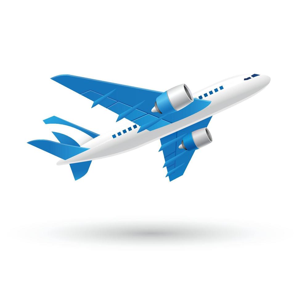 Blue Airplane Icon with White Background vector