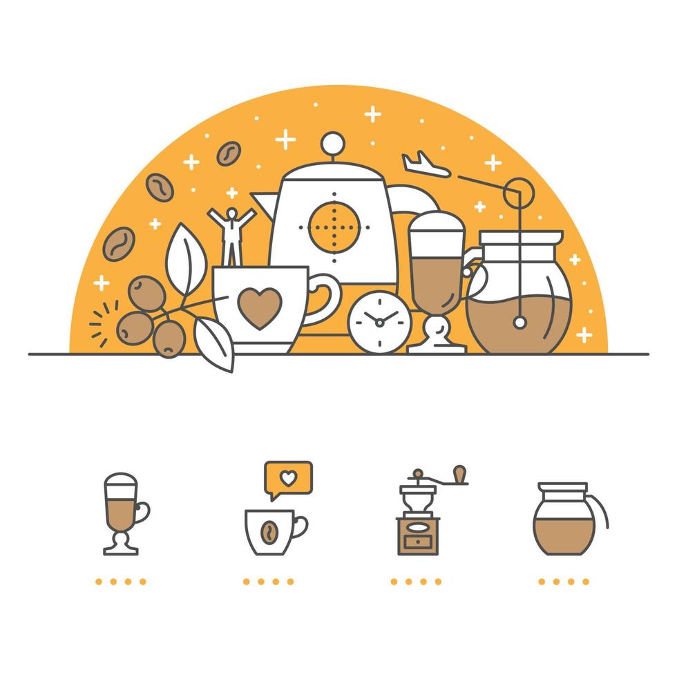 Coffee banner and icons with White Background vector