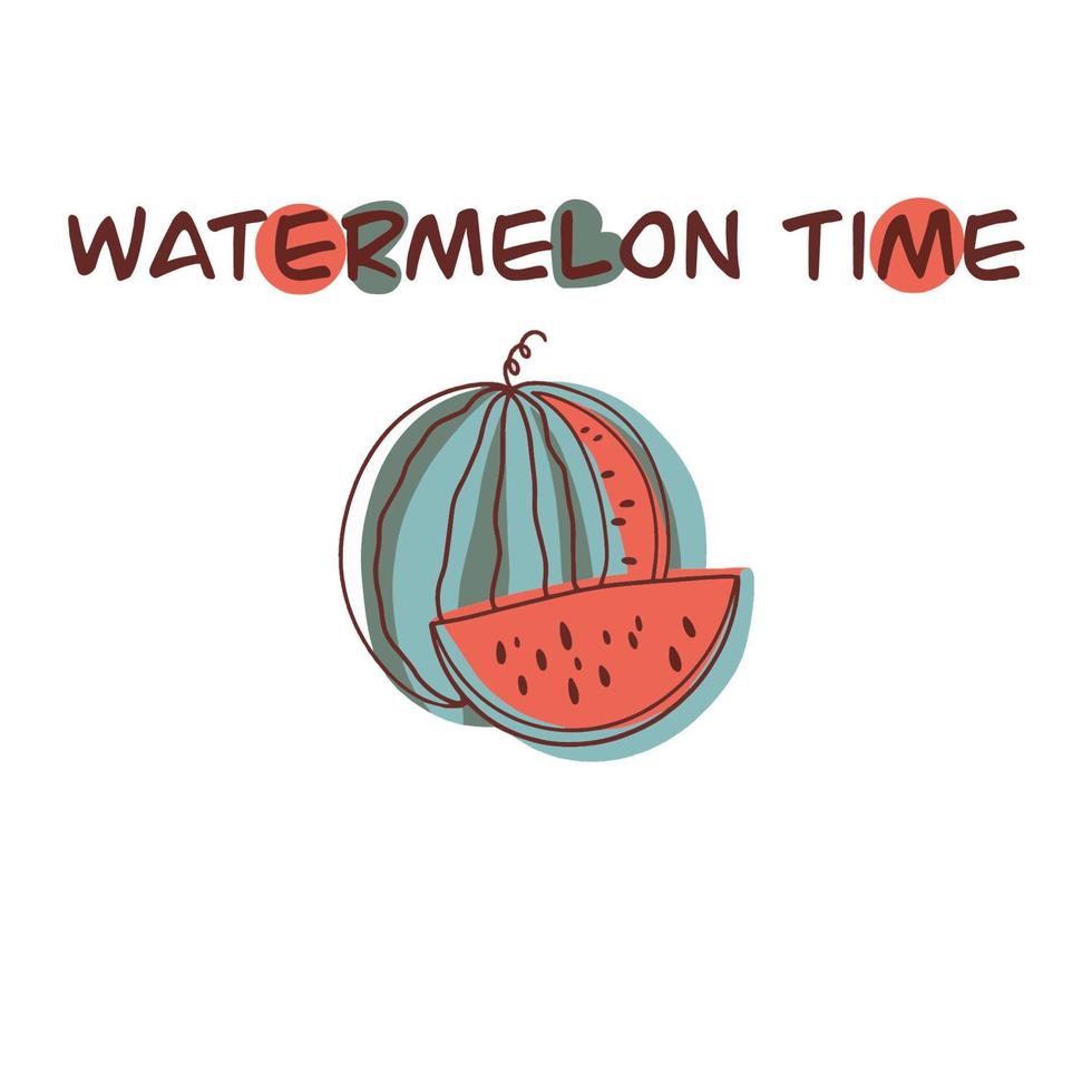 Fresh summer slogan with watermelon half slice illustration vector