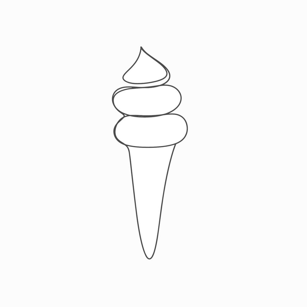 helado en dibujo vectorial de contorno negro vector