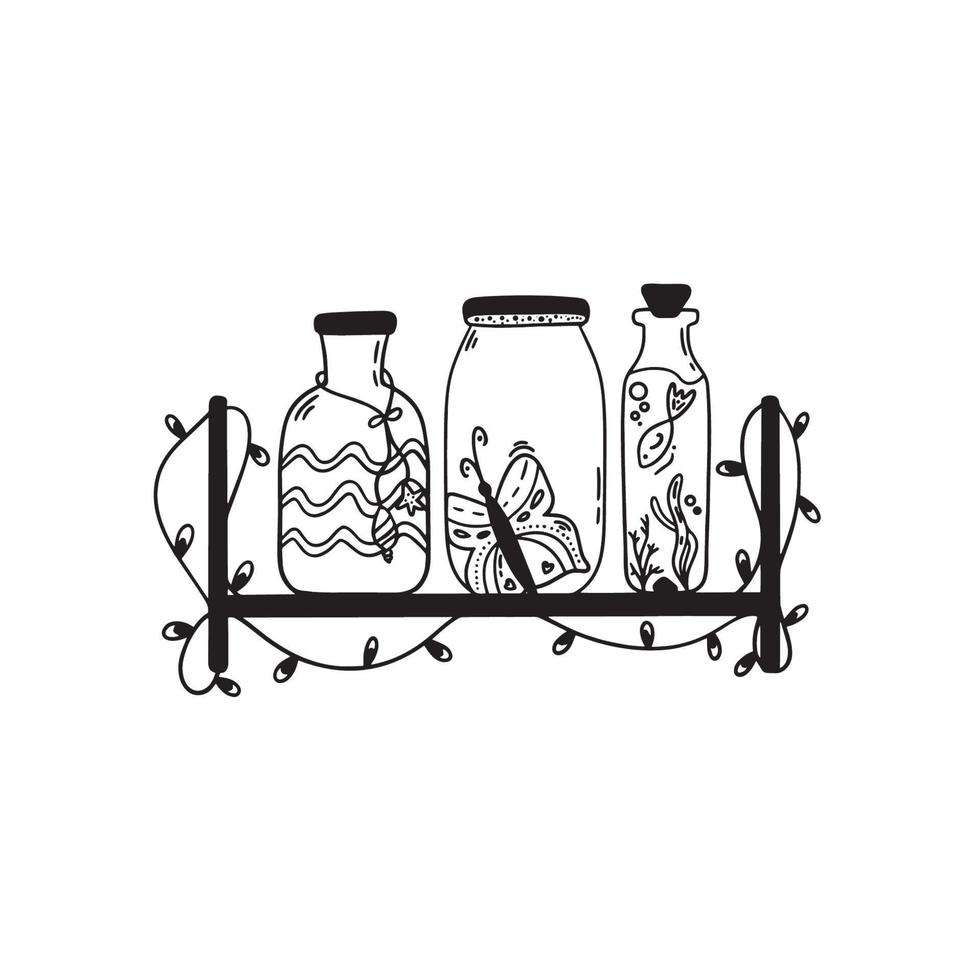 Set of jars on the shelf, vector illustration