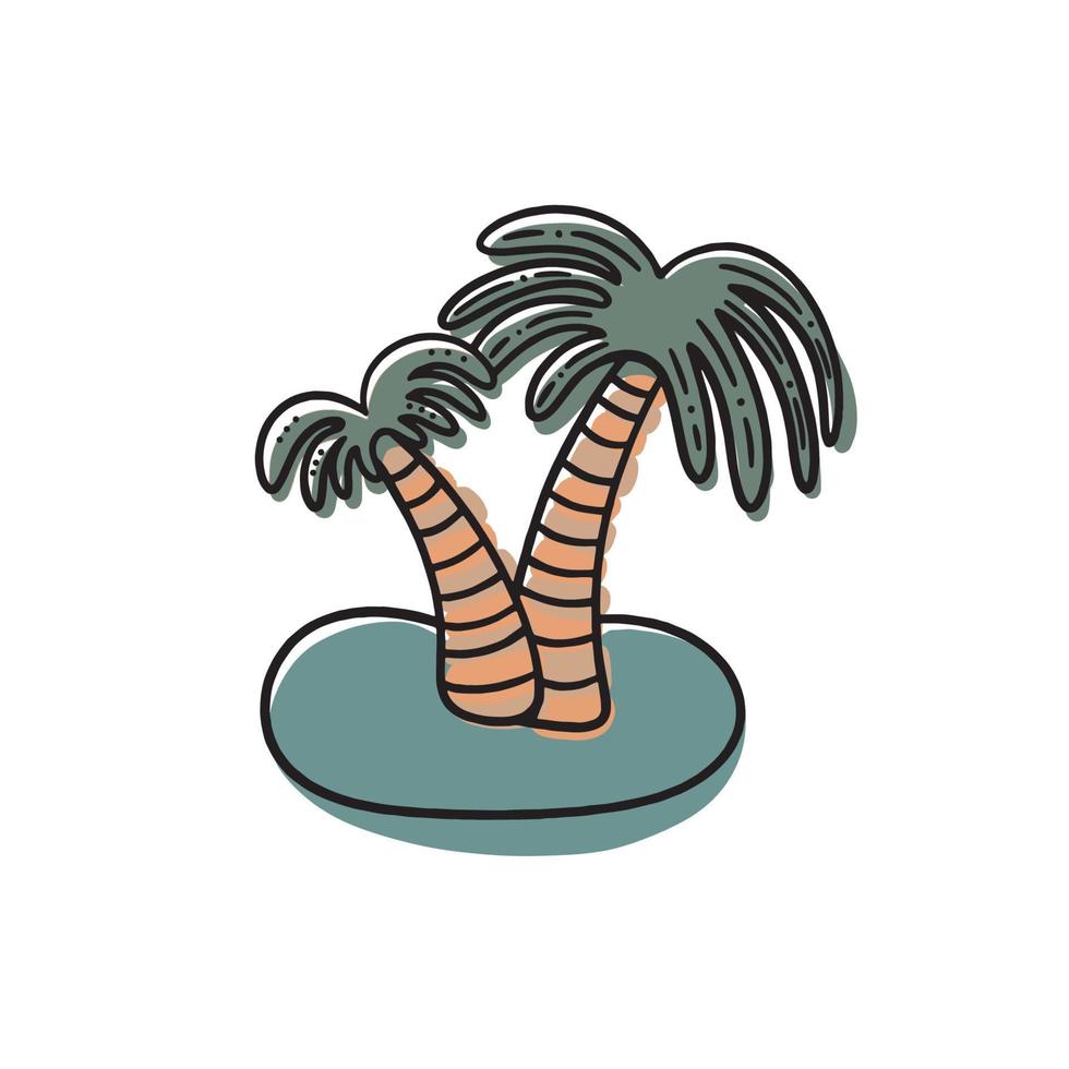 Colorful doodle palm tree illustration in vector