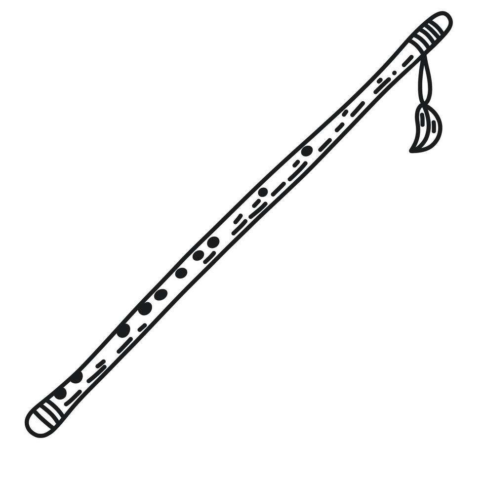 Recorder flute musical instrument line art, doodle vector