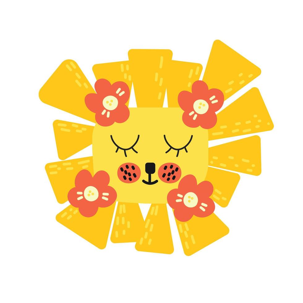 Cute little lion in cartoon style vector